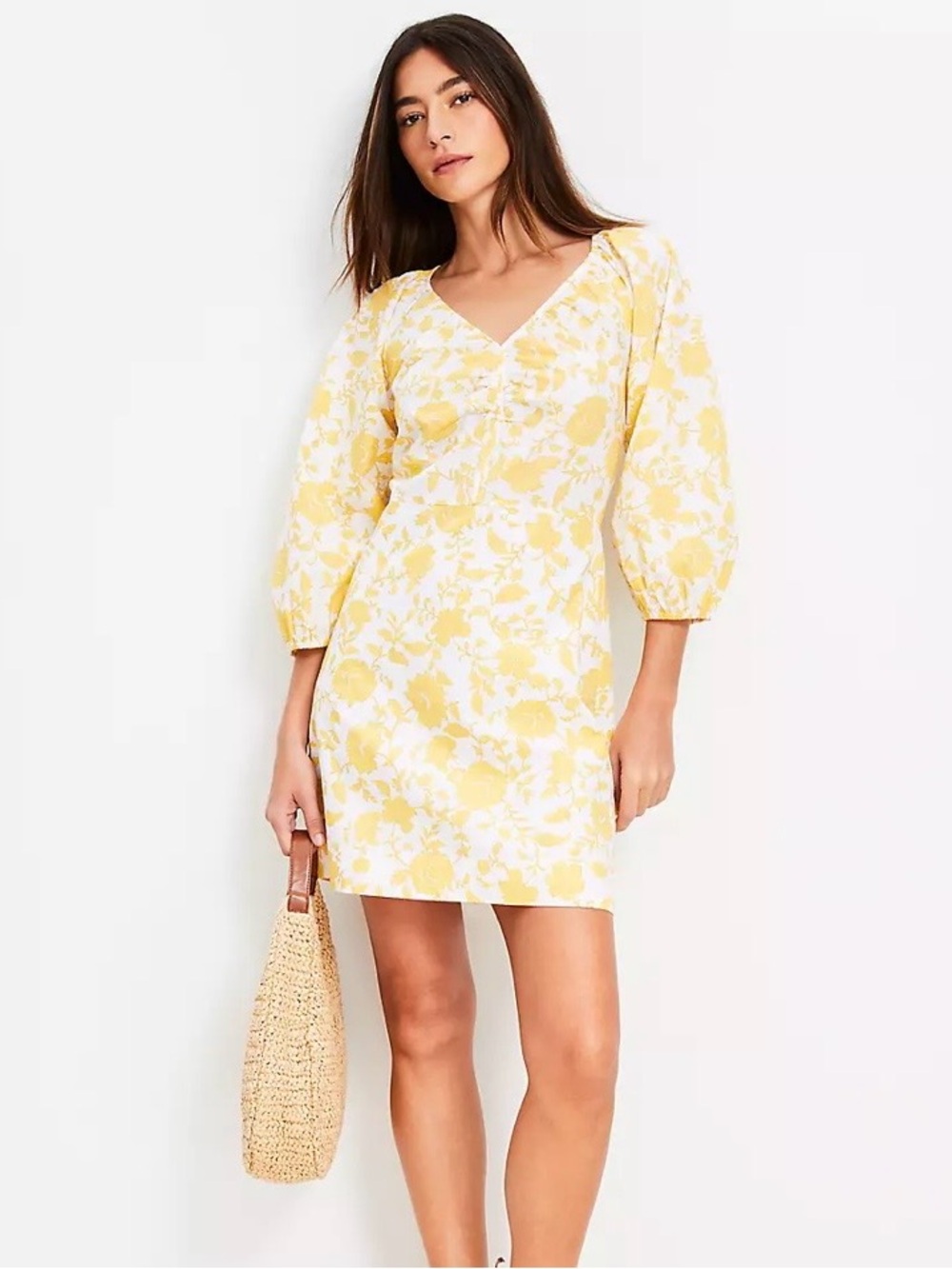 Floral Poplin Shirred Mini Dress